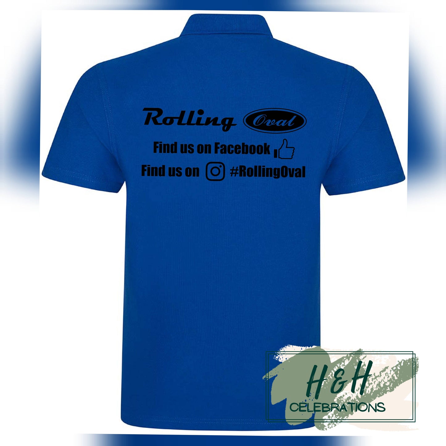 Rolling Oval Polo Shirt For Adults - Royal Blue