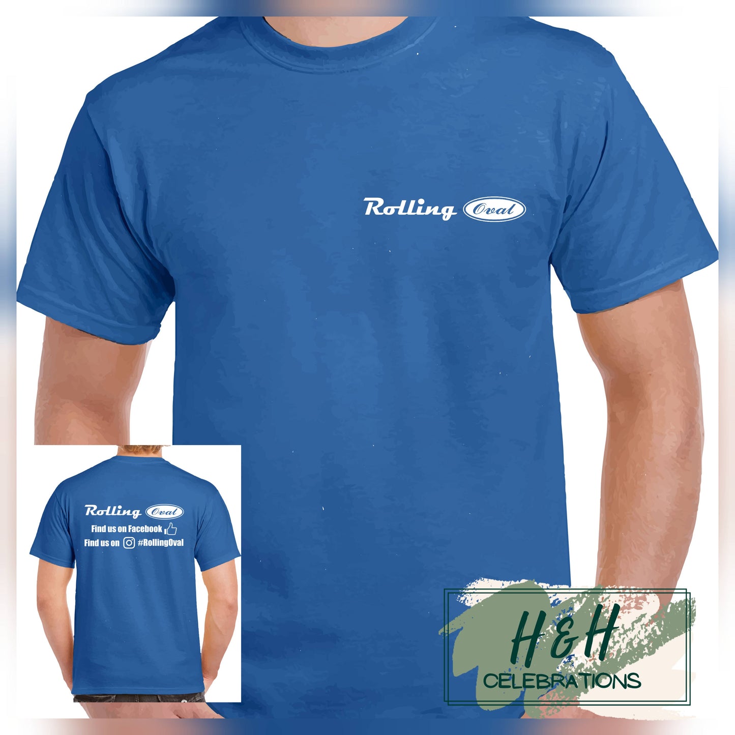 Rolling Oval T-Shirt For Adults - Royal Blue