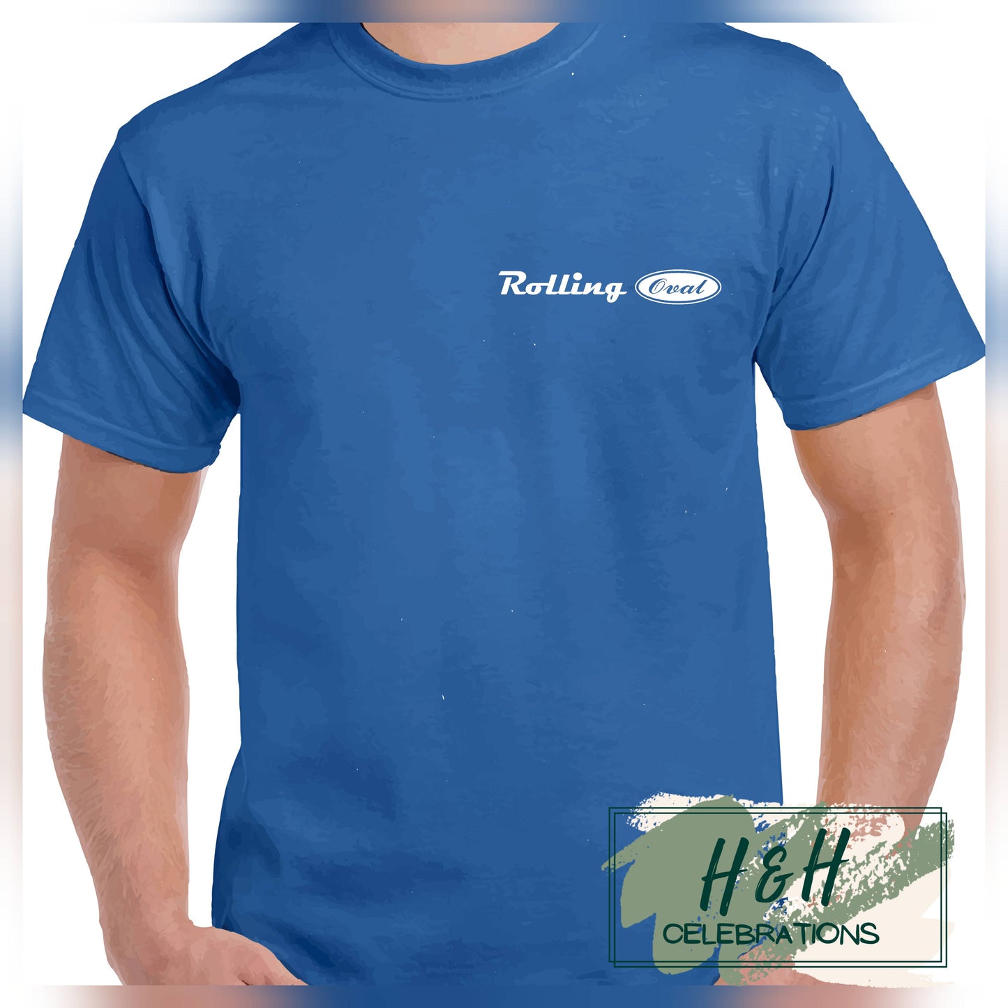 Rolling Oval T-Shirt For Adults - Royal Blue