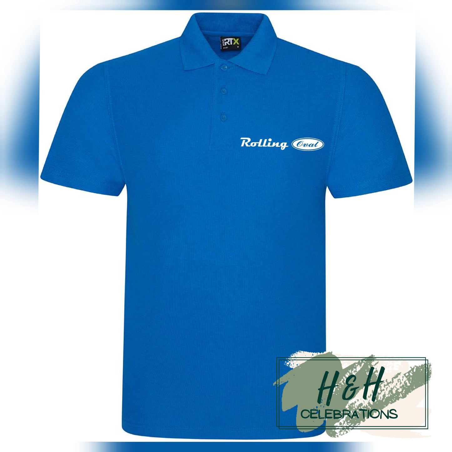 Rolling Oval Polo Shirt For Adults - Sapphire Blue