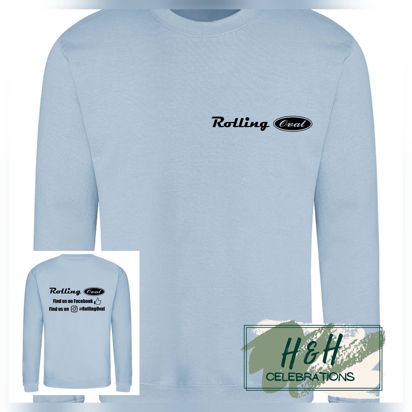 Rolling Oval Sweatshirt For Adults - Sky Blue