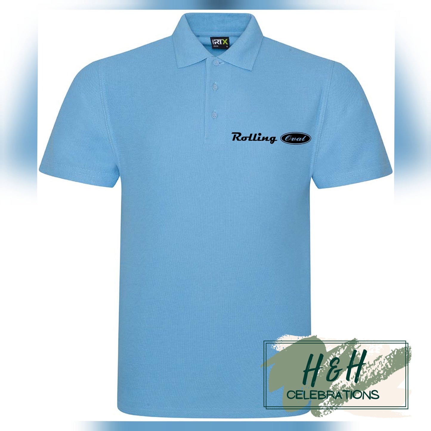 Rolling Oval Polo Shirt For Adults - Sky Blue