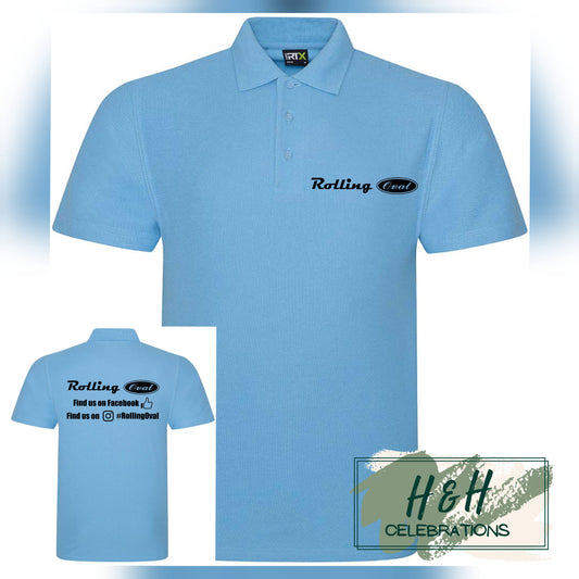 Rolling Oval Polo Shirt For Adults - Sky Blue