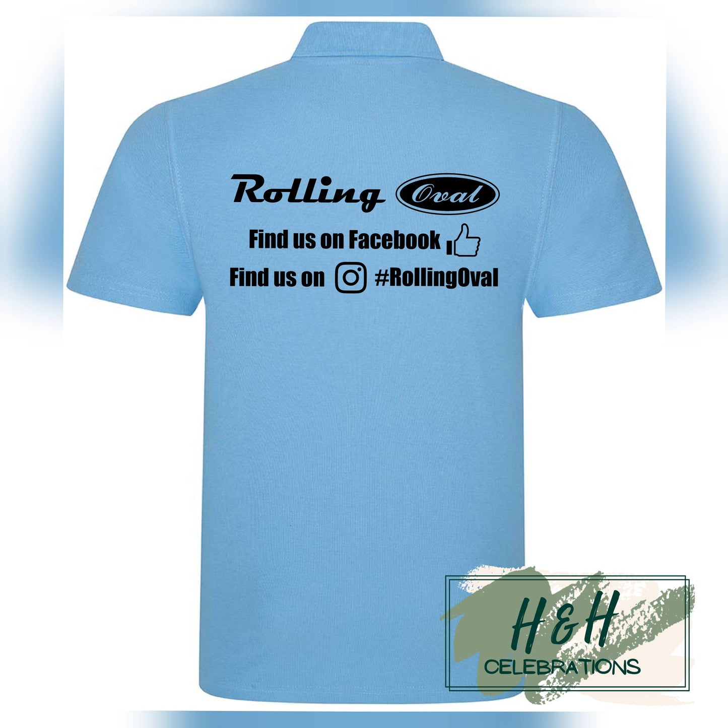Rolling Oval Polo Shirt For Adults - Sky Blue