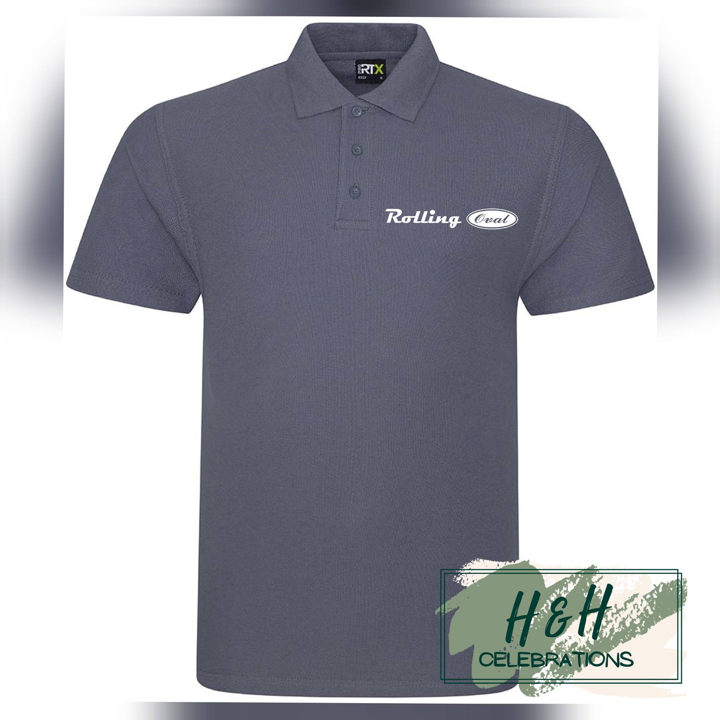 Rolling Oval Polo Shirt For Adults - Solid Grey