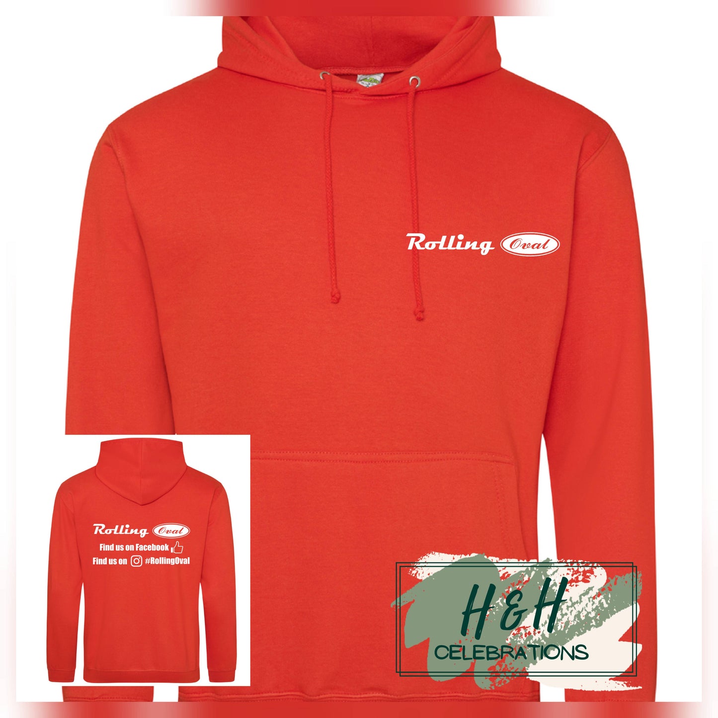 Rolling Oval Hoodie For Adults - Sunset Orange