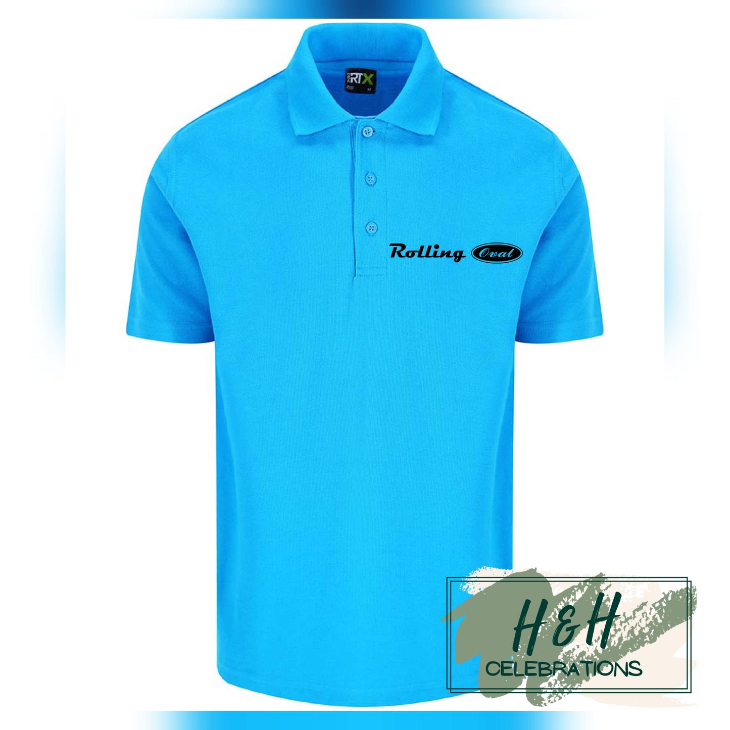 Rolling Oval Polo Shirt For Adults - Turquoise Blue