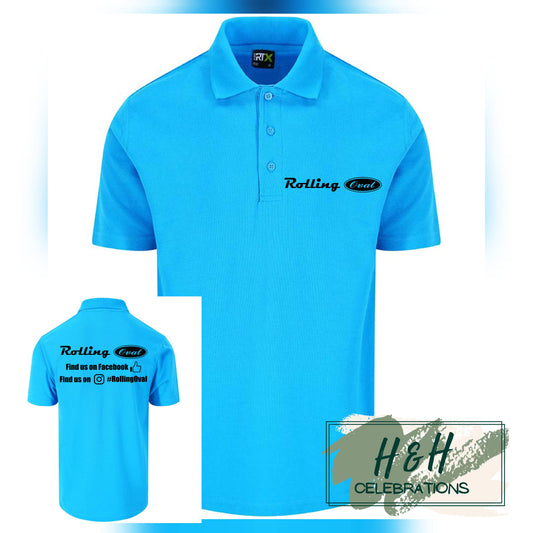 Rolling Oval Polo Shirt For Adults - Turquoise Blue