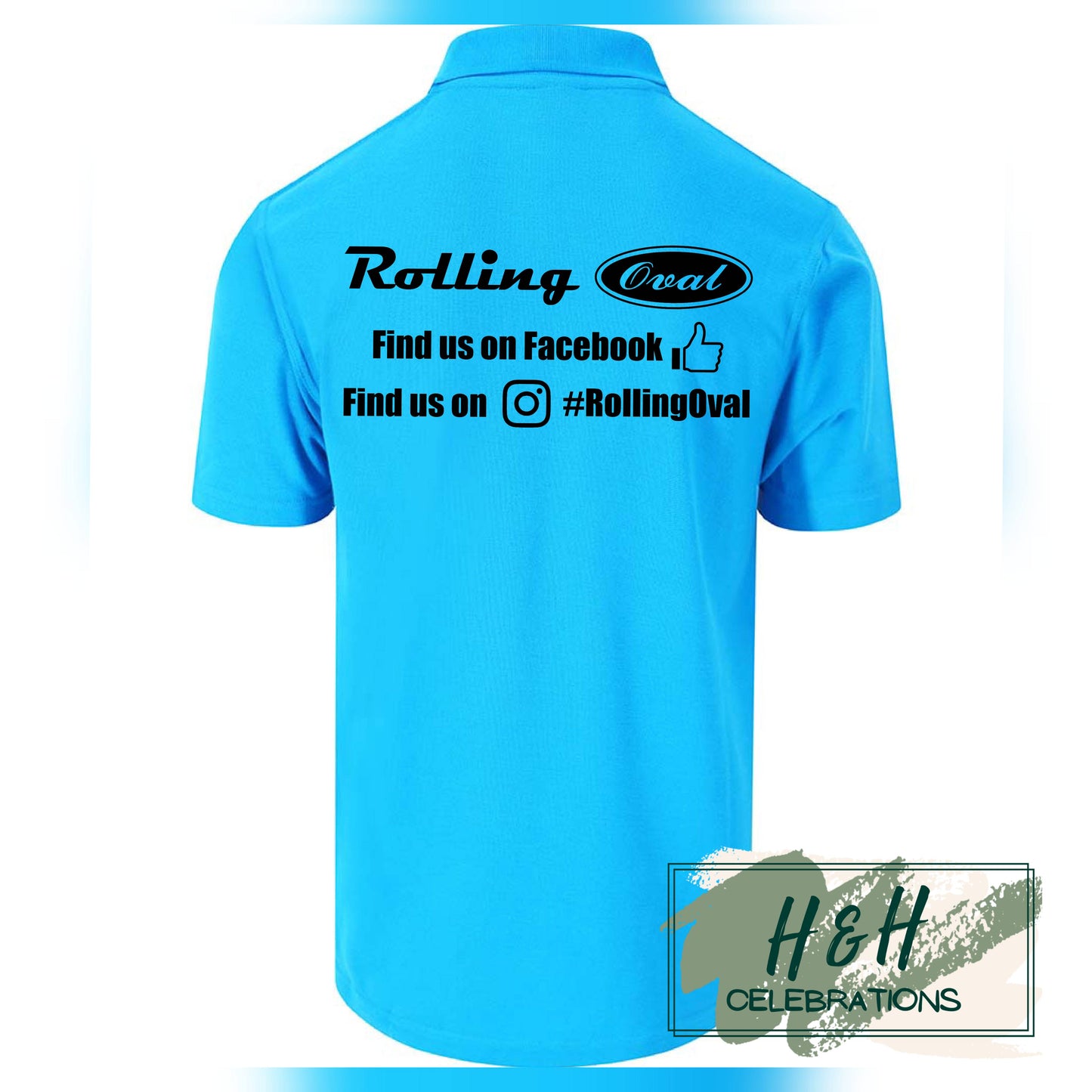 Rolling Oval Polo Shirt For Adults - Turquoise Blue