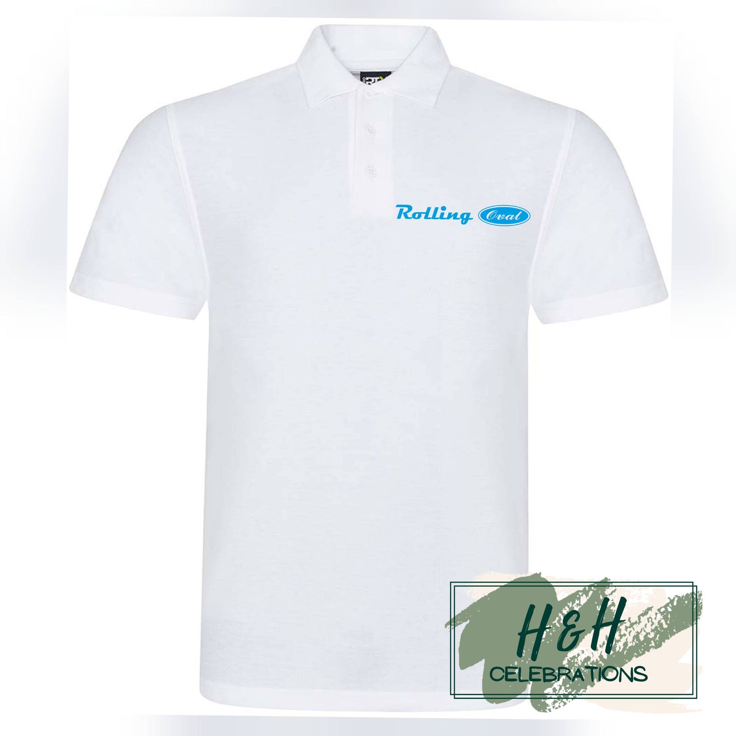 Rolling Oval Polo Shirt For Adults - White