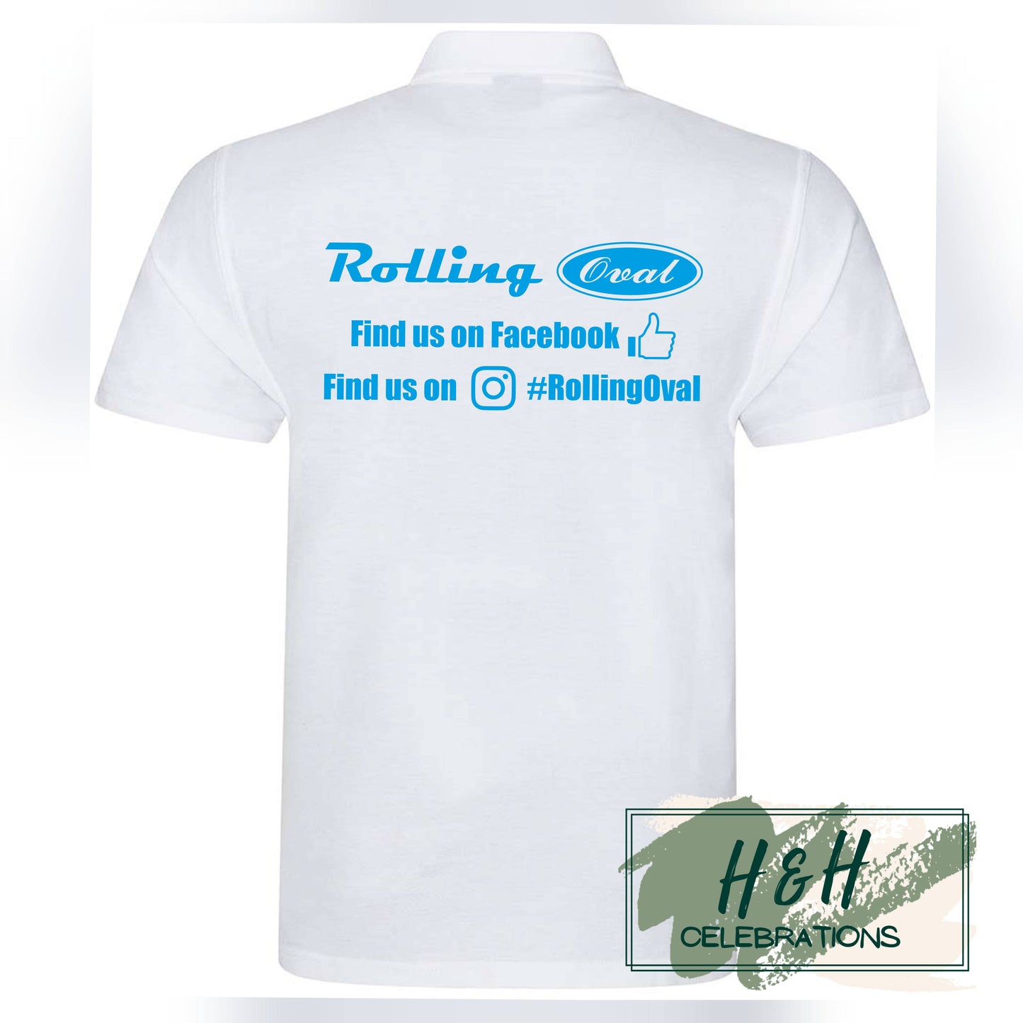 Rolling Oval Polo Shirt For Adults - White