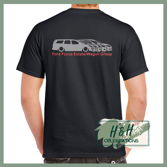 Ford Focus Estate/Wagon Group T-Shirt For Adults - Black