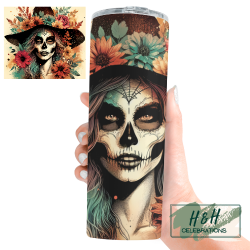 Autumnal Floral Witch 20oz Skinny Tumbler