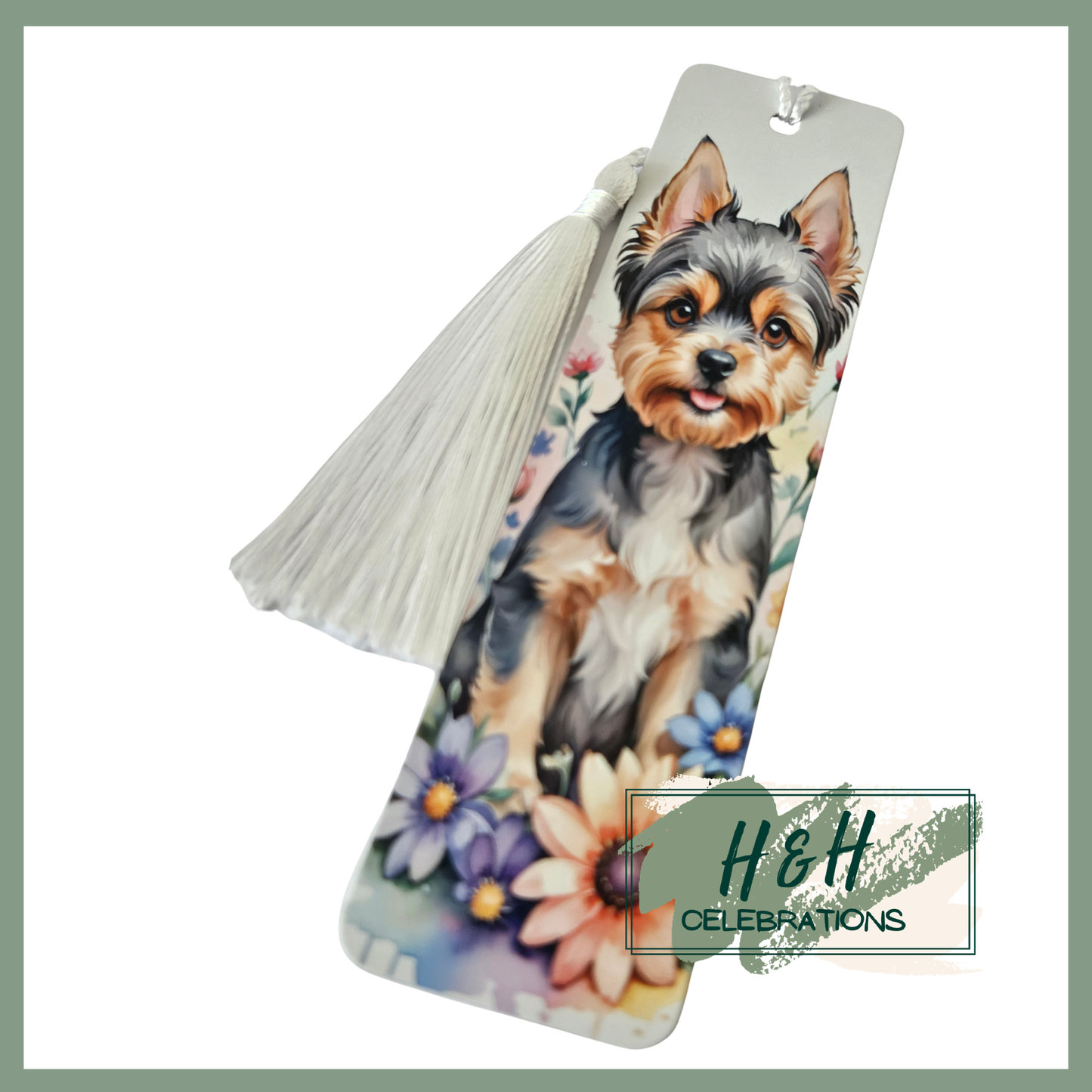 Yorkshire Terrier & Flowers Bookmark