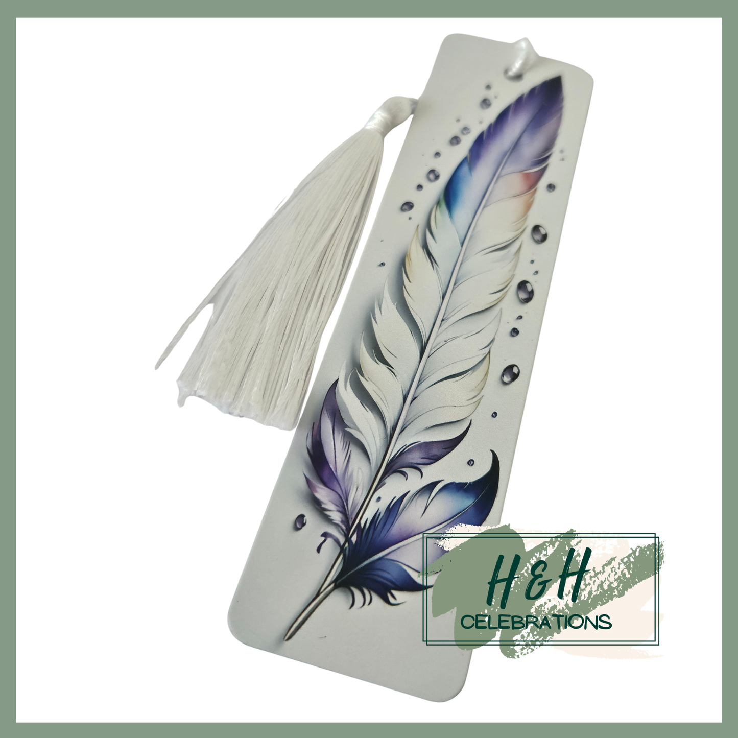 Purple Watercolour Feather Bookmark