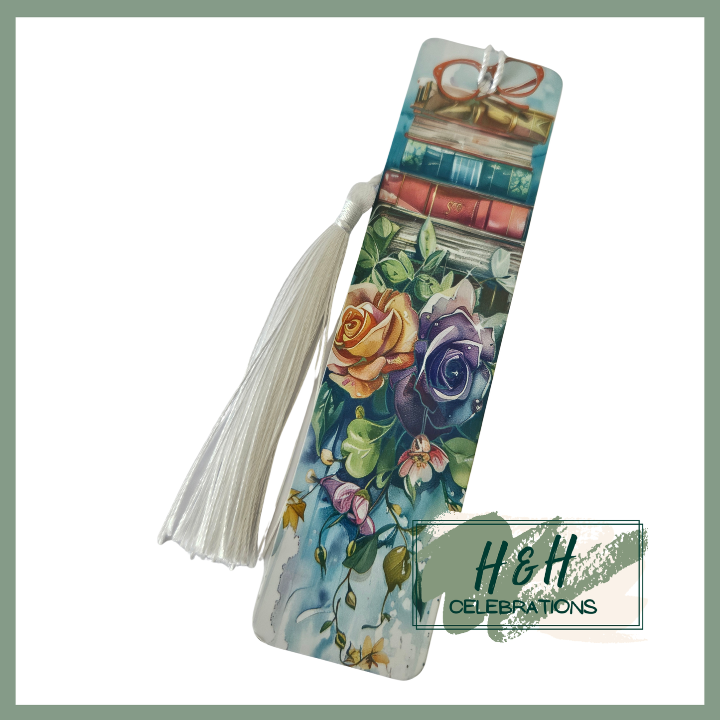 Floral Book Stack Bookmark