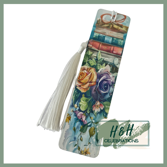Floral Book Stack Bookmark