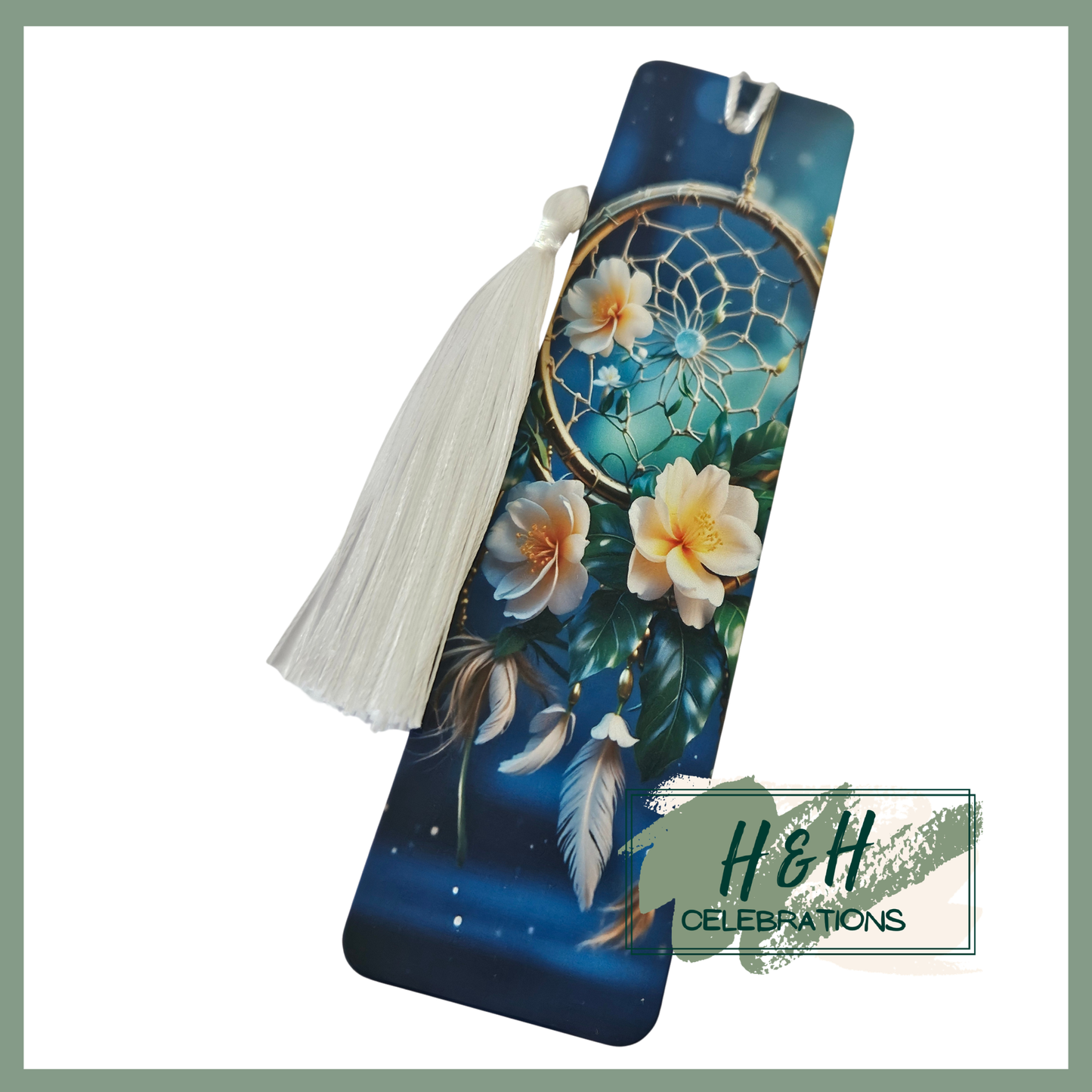 Blue Floral Dreamcatcher Bookmark