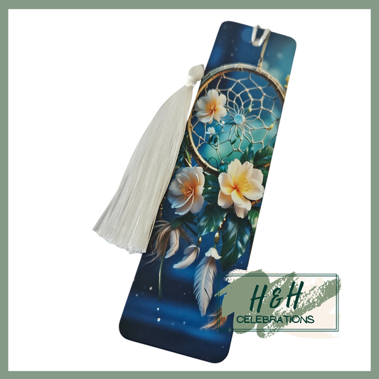 Blue Floral Dreamcatcher Bookmark