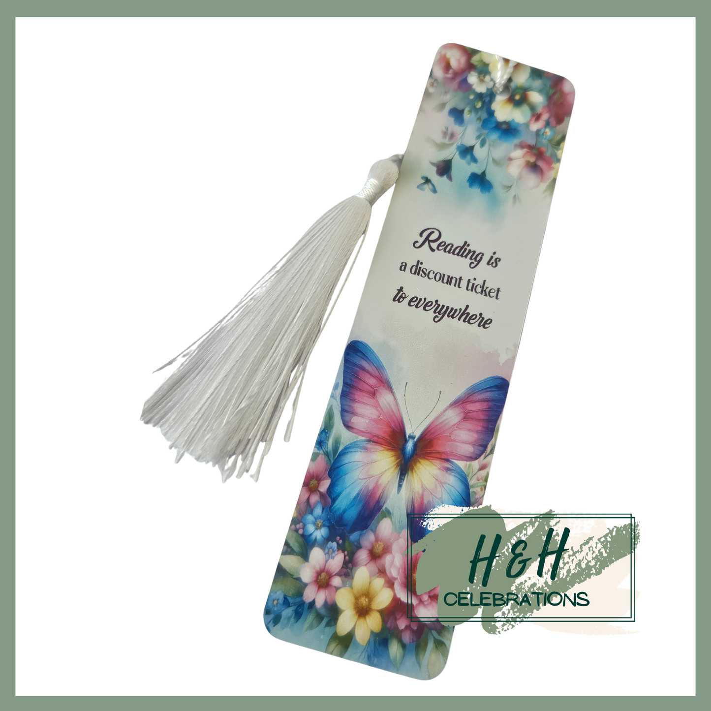 Blue Butterfly Reading Is A Discount Ticket Bookmark
