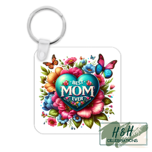 Best Mom Ever Heart MDF Keyring