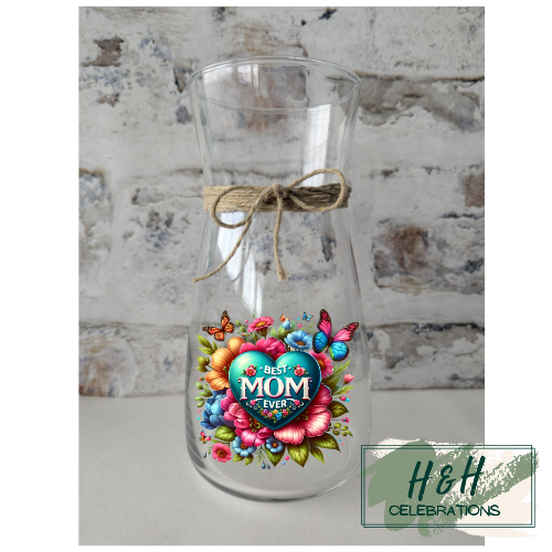 Best Mom Ever Floral Heart Vase