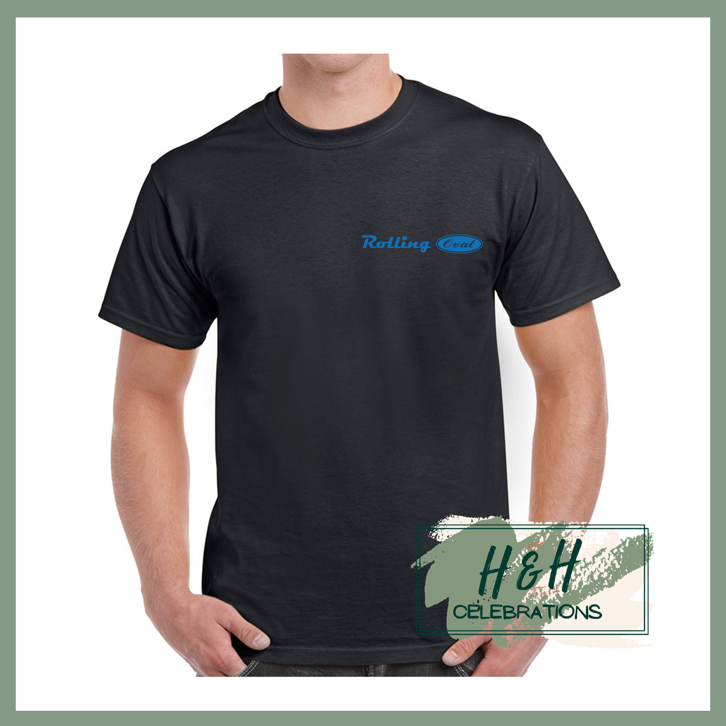 Rolling Oval T-Shirt For Adults - Black
