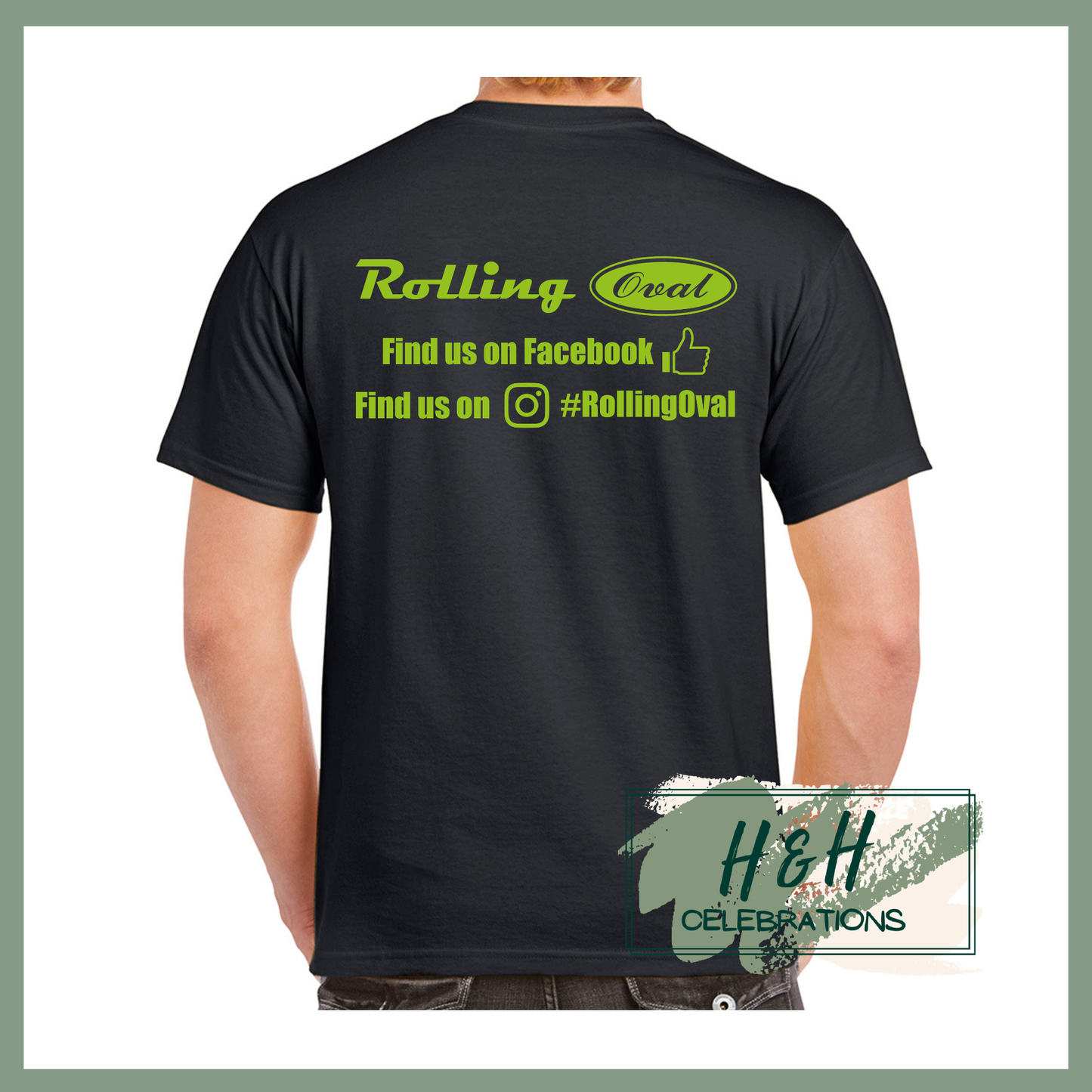 Rolling Oval T-Shirt For Adults - Black
