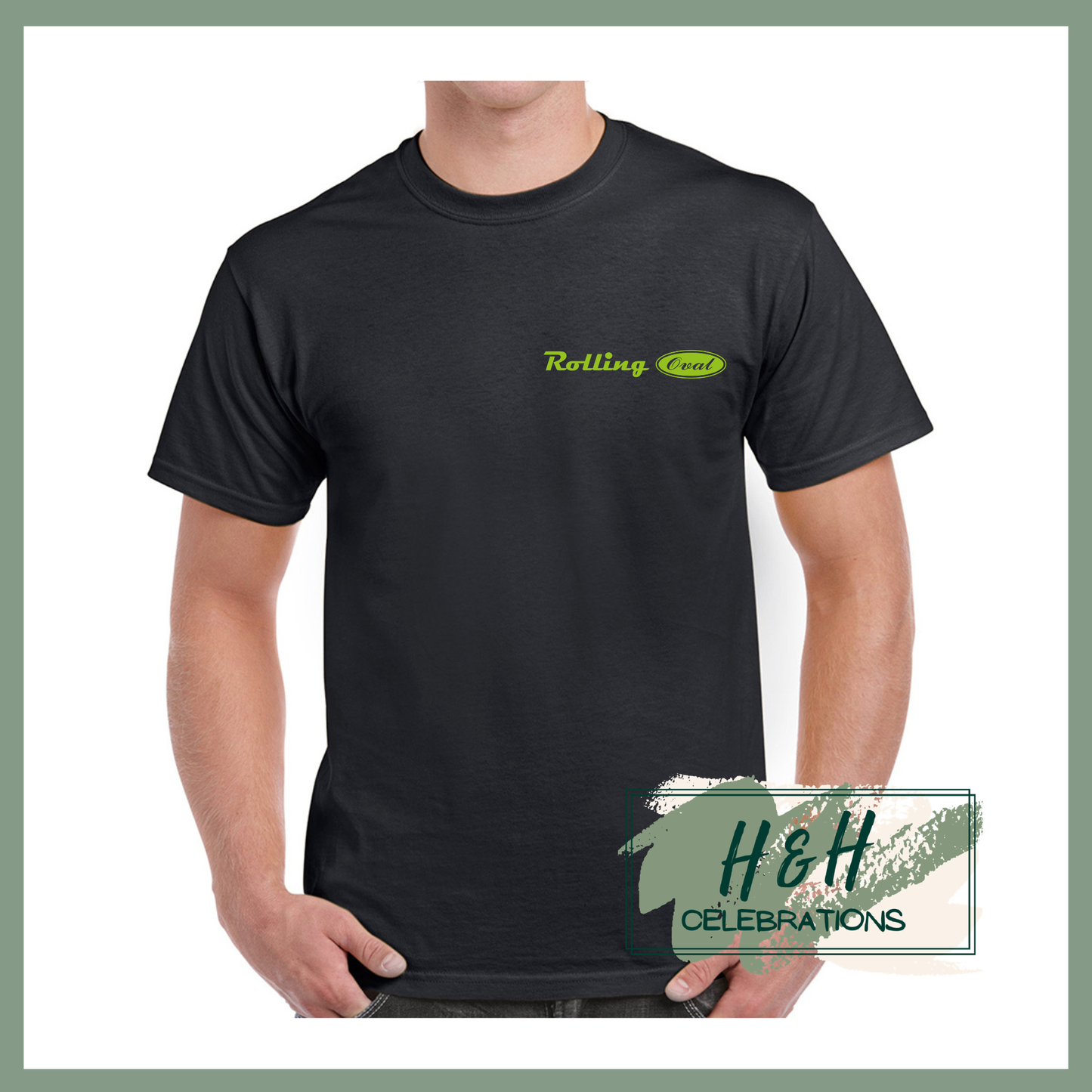 Rolling Oval T-Shirt For Adults - Black