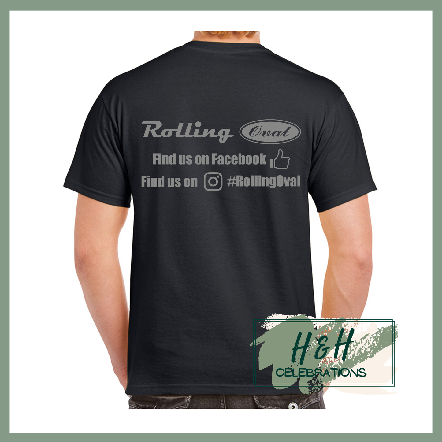 Rolling Oval T-Shirt For Adults - Black