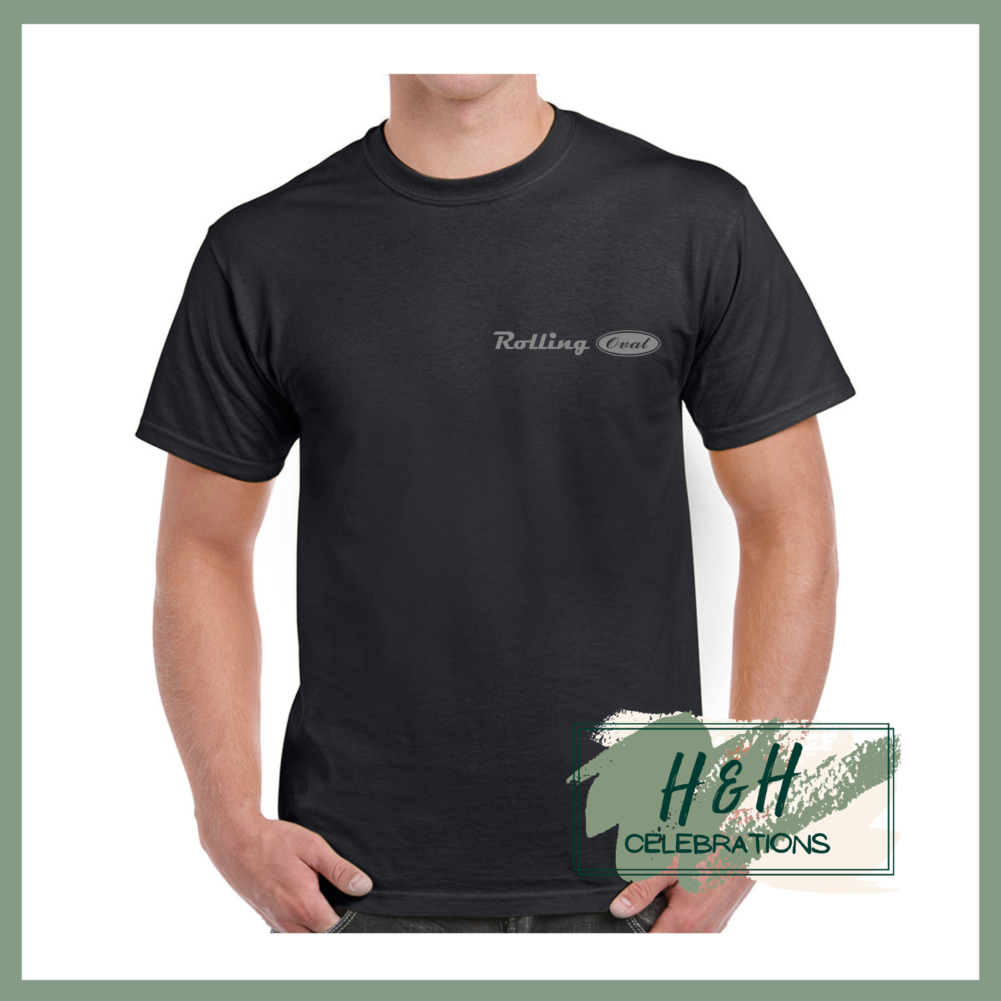 Rolling Oval T-Shirt For Adults - Black