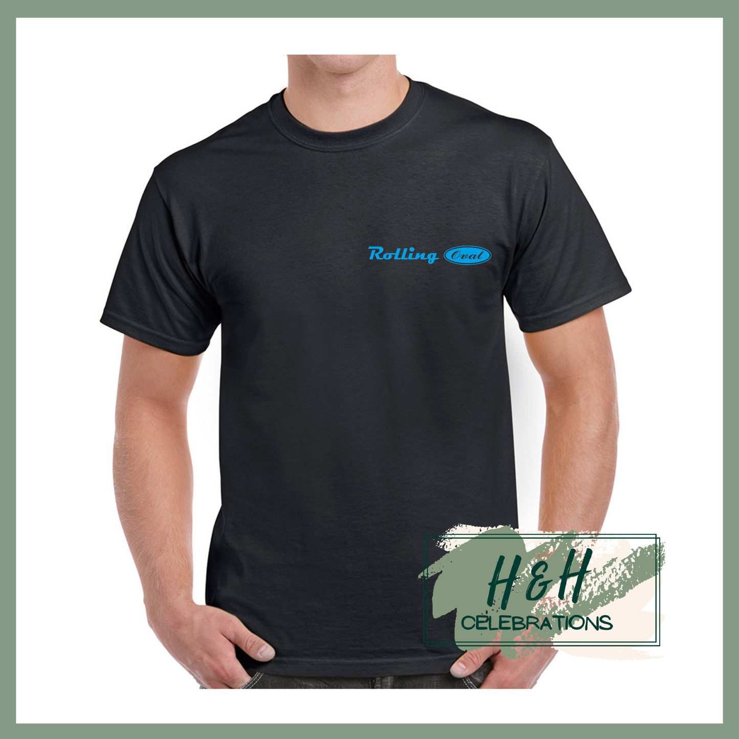 Rolling Oval T-Shirt For Adults - Black