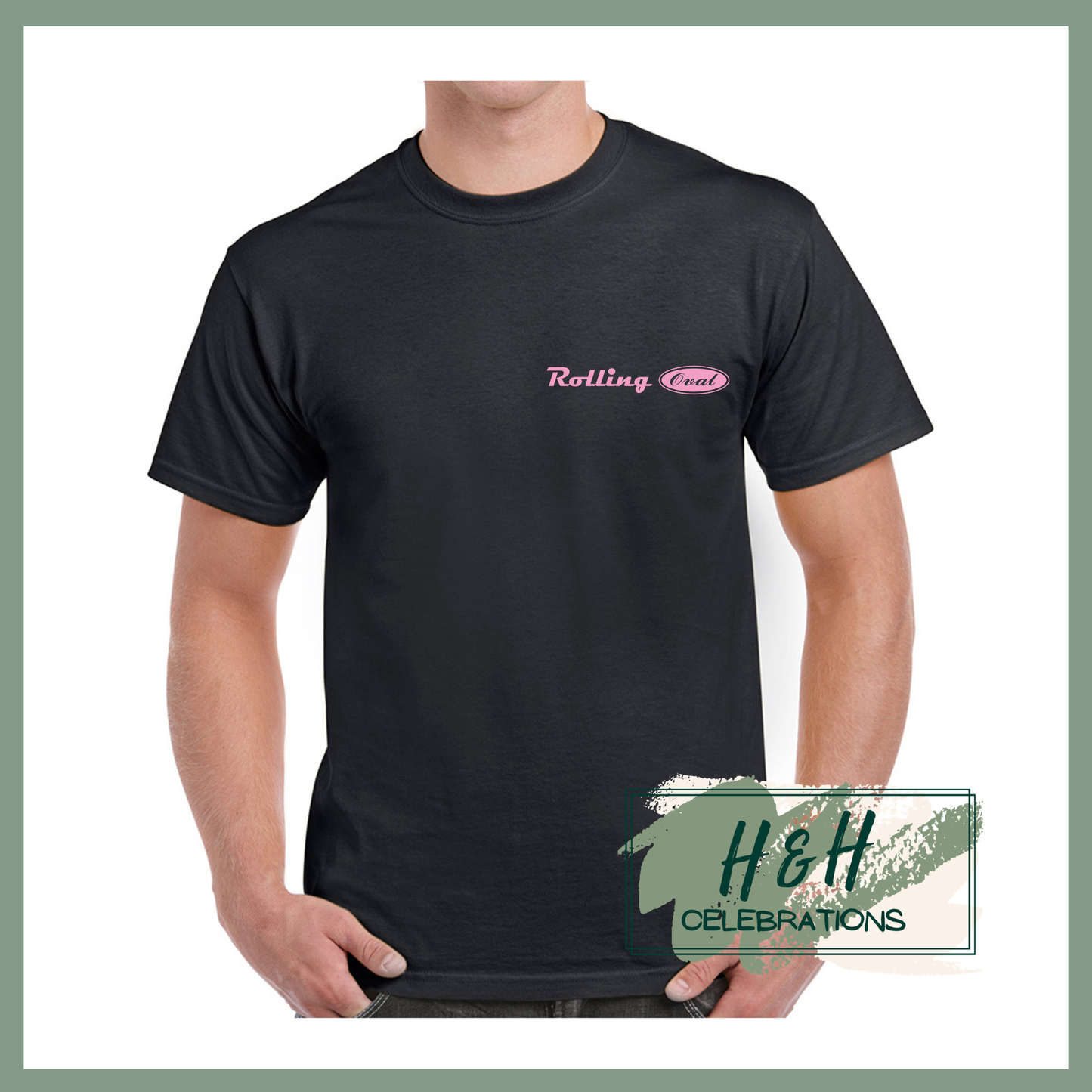 Rolling Oval T-Shirt For Adults - Black