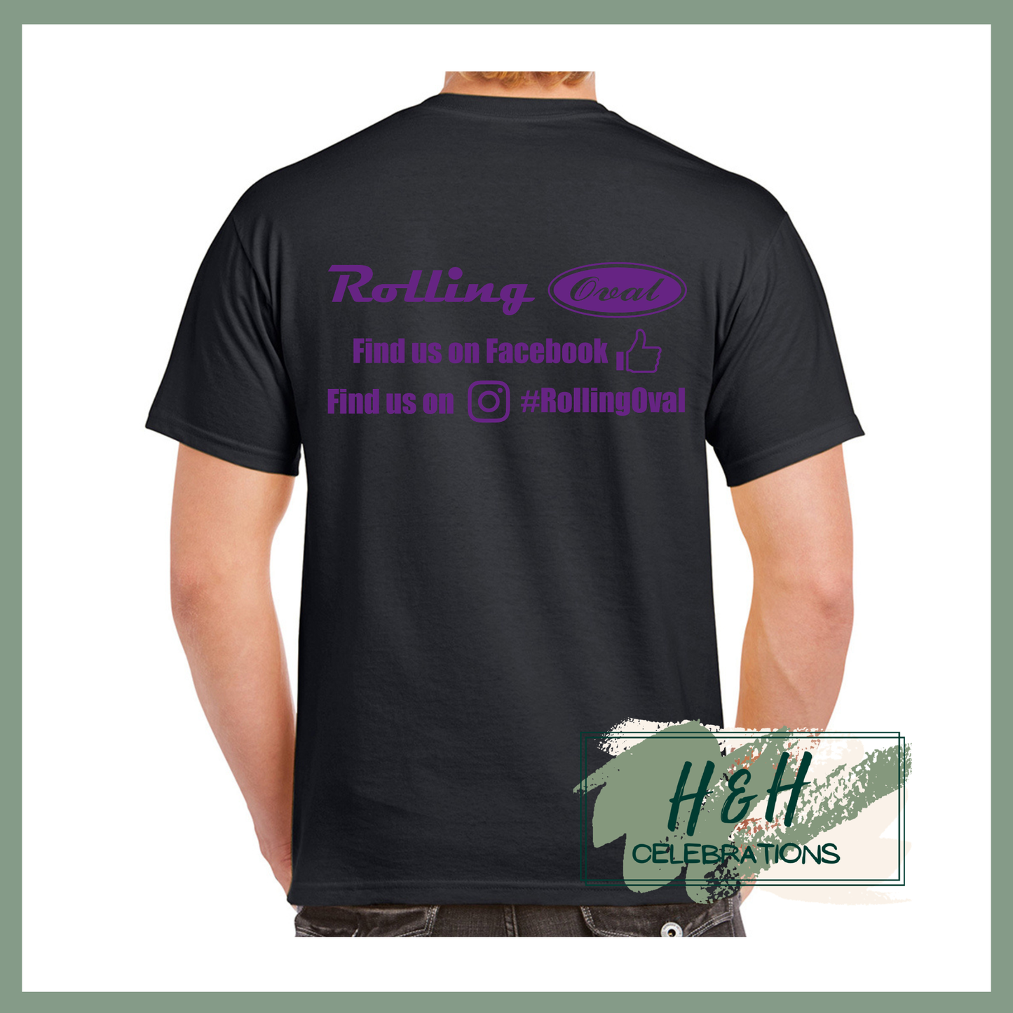 Rolling Oval T-Shirt For Adults - Black