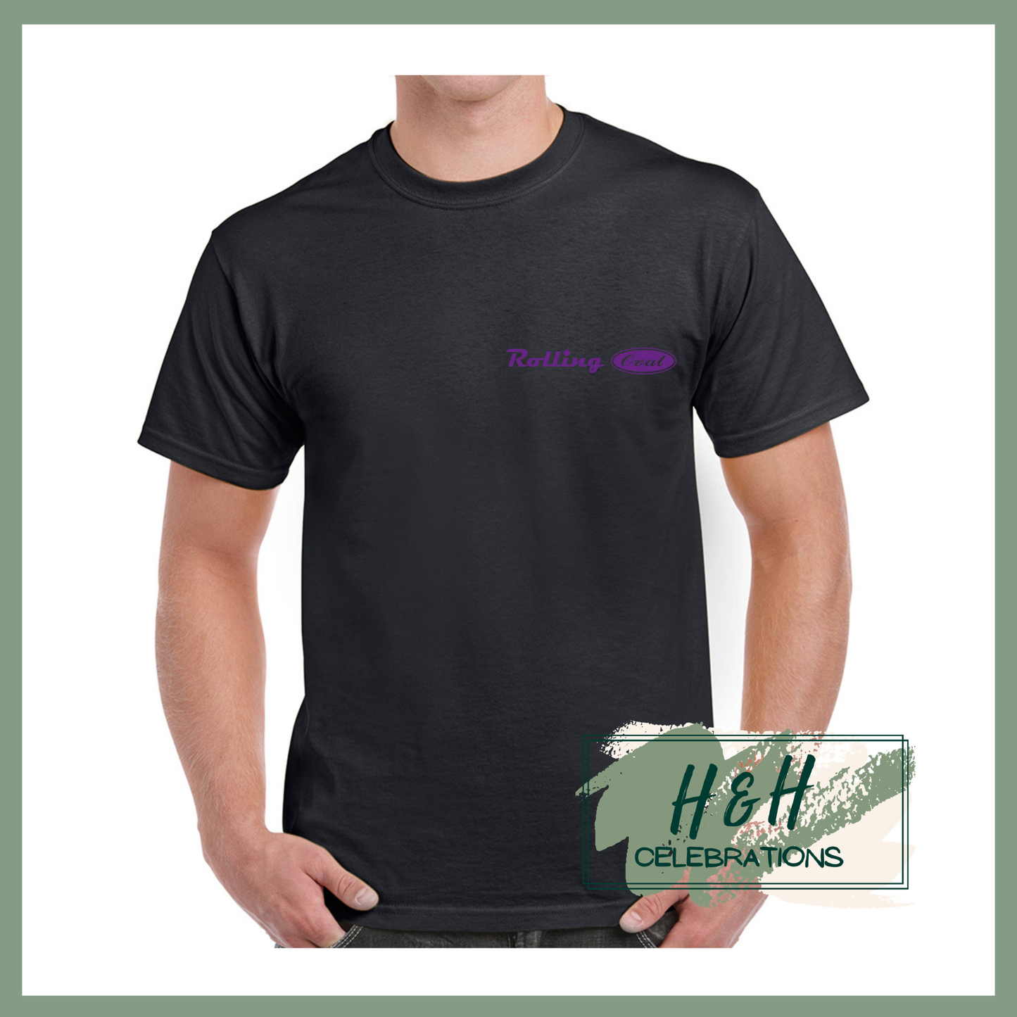 Rolling Oval T-Shirt For Adults - Black
