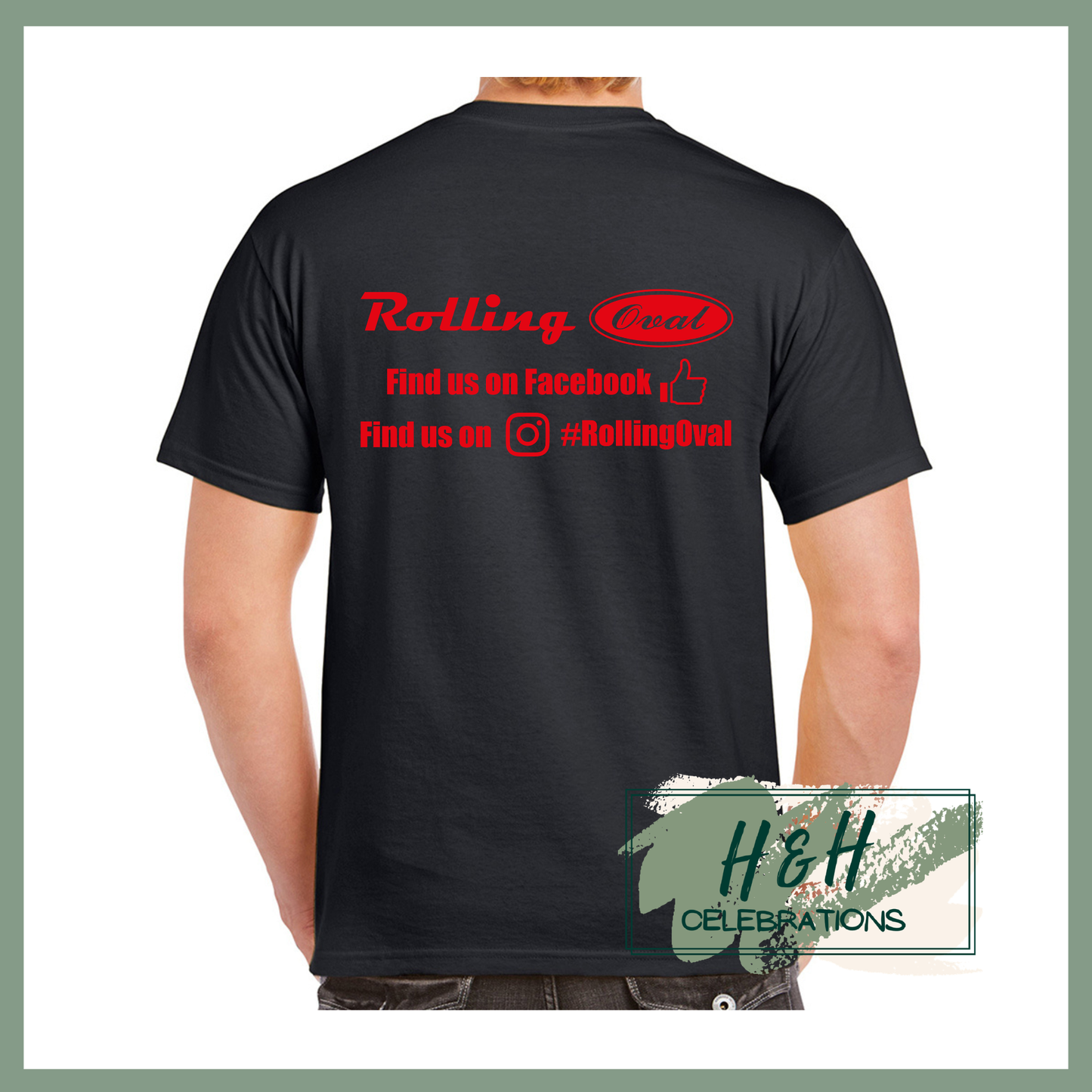 Rolling Oval T-Shirt For Adults - Black