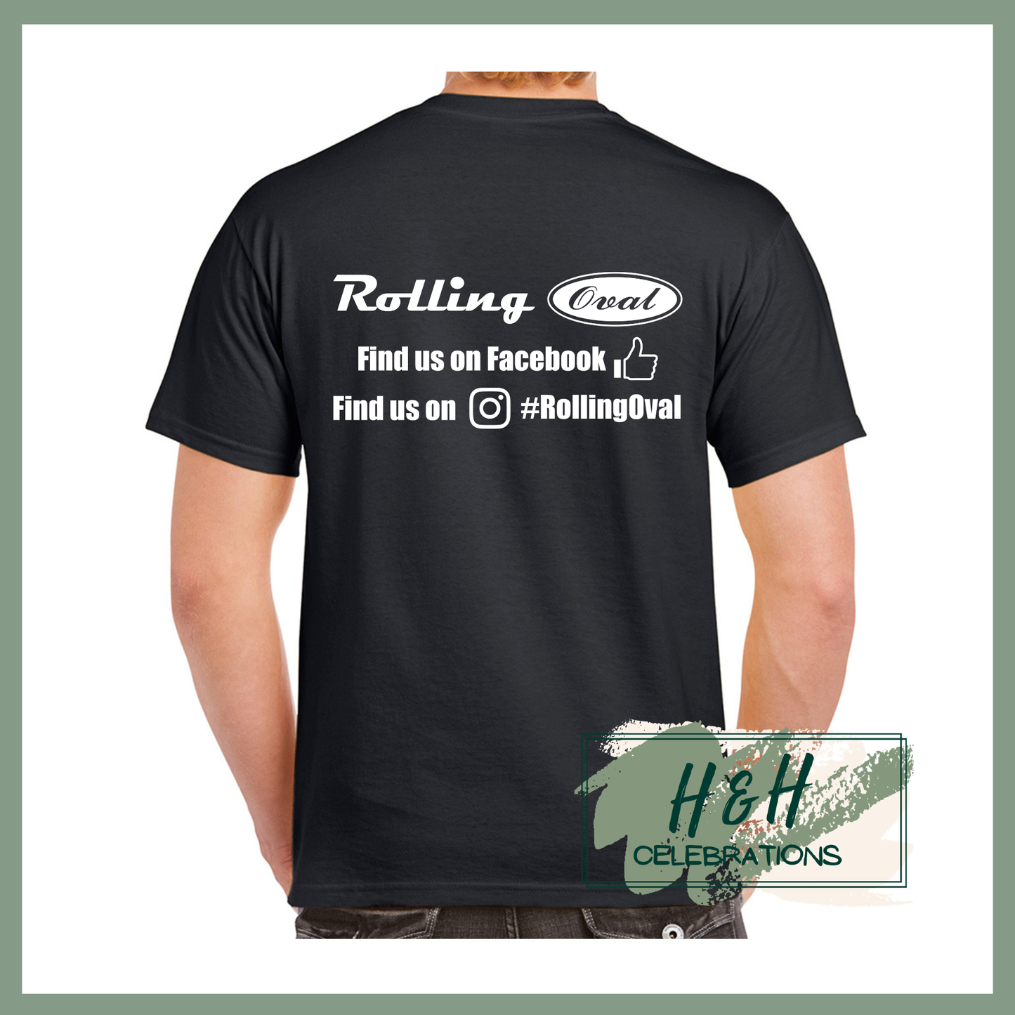 Rolling Oval T-Shirt For Adults - Black