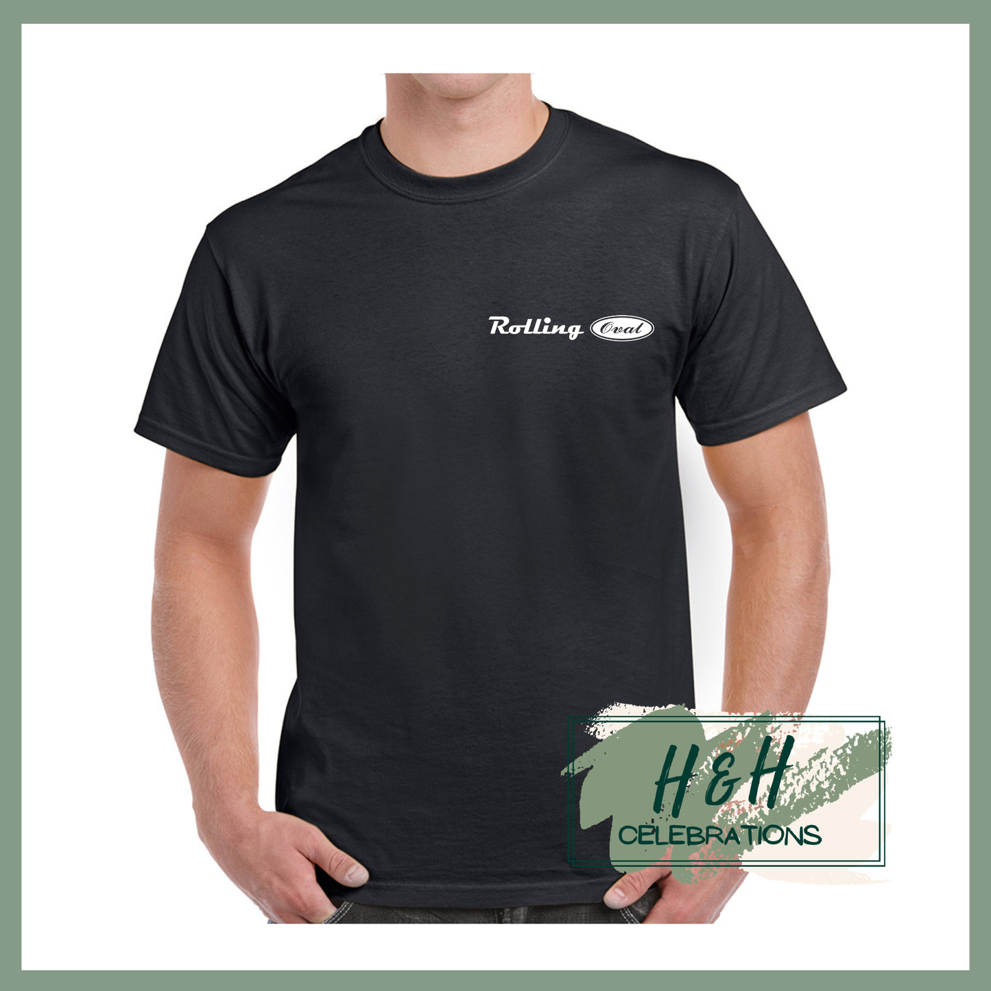 Rolling Oval T-Shirt For Adults - Black