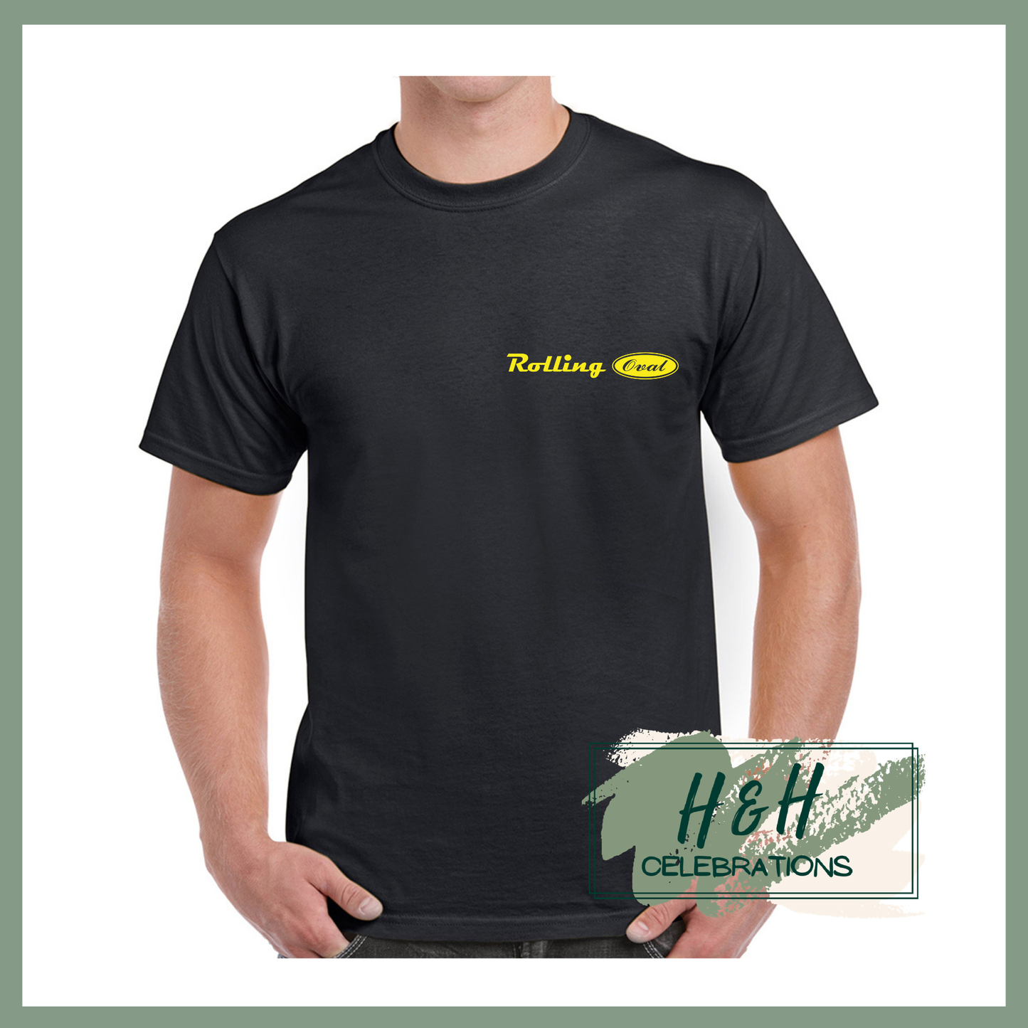 Rolling Oval T-Shirt For Adults - Black