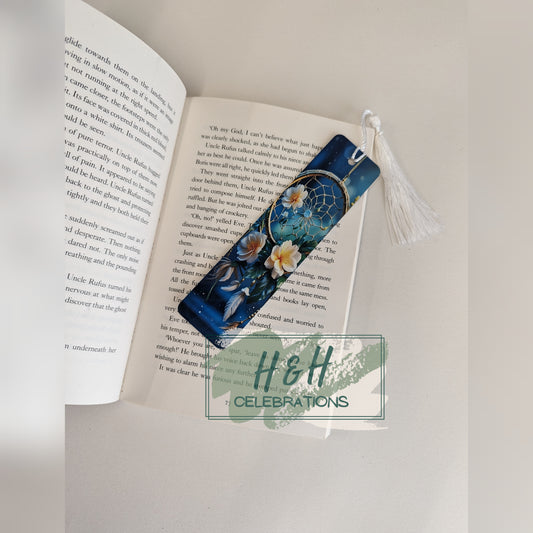 Blue Floral Dreamcatcher Bookmark