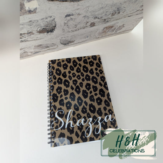 Brown Leopard Print Personalised A5 Lined Notepad