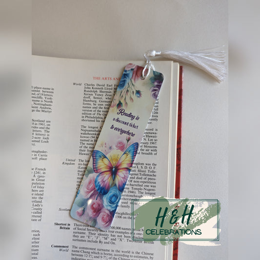 Butterfly Reading Is A Discount Ticket To Everywhere Bookmark