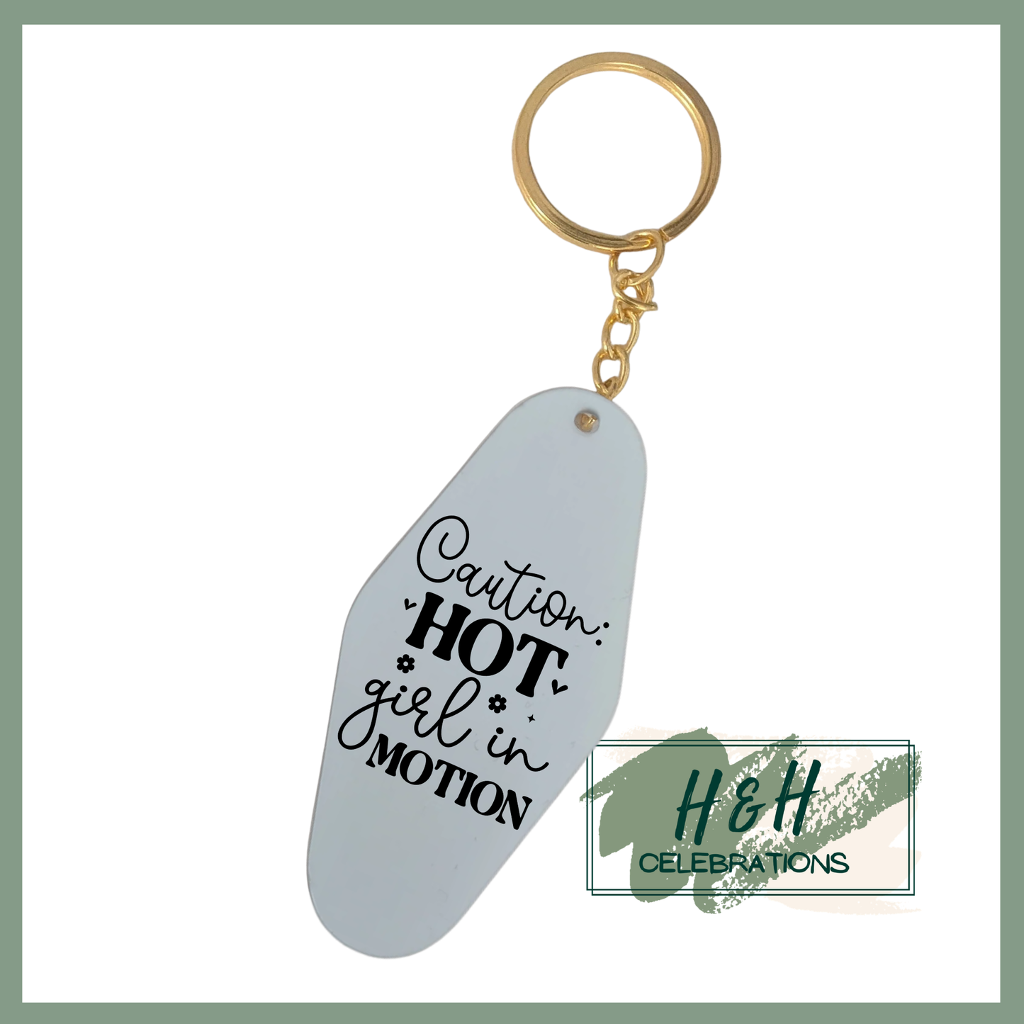 Caution Hot Girl In Motion Motel/Hotel Keyring