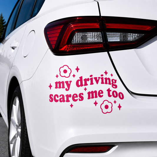 My Driving Scares Me Too Decal Sticker