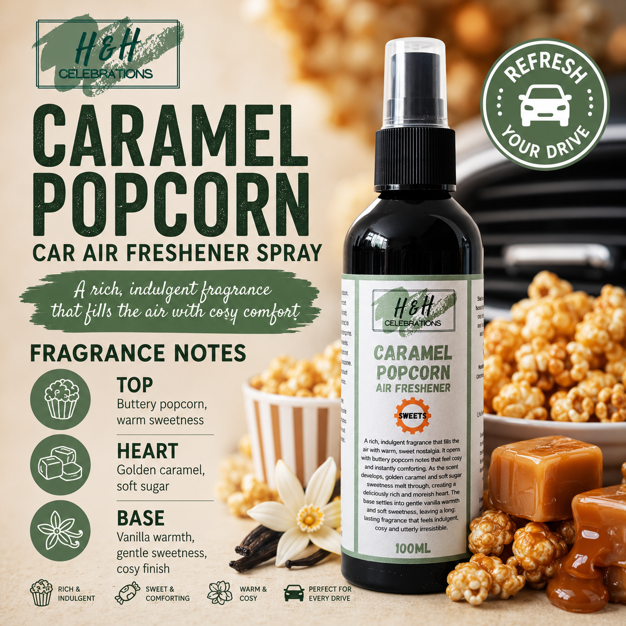 Caramel Popcorn Air Freshener Spray 100ml