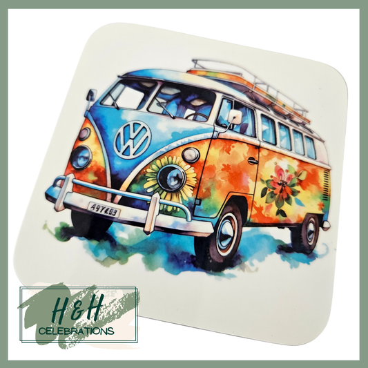 Campervan Watercolour MDF Coaster