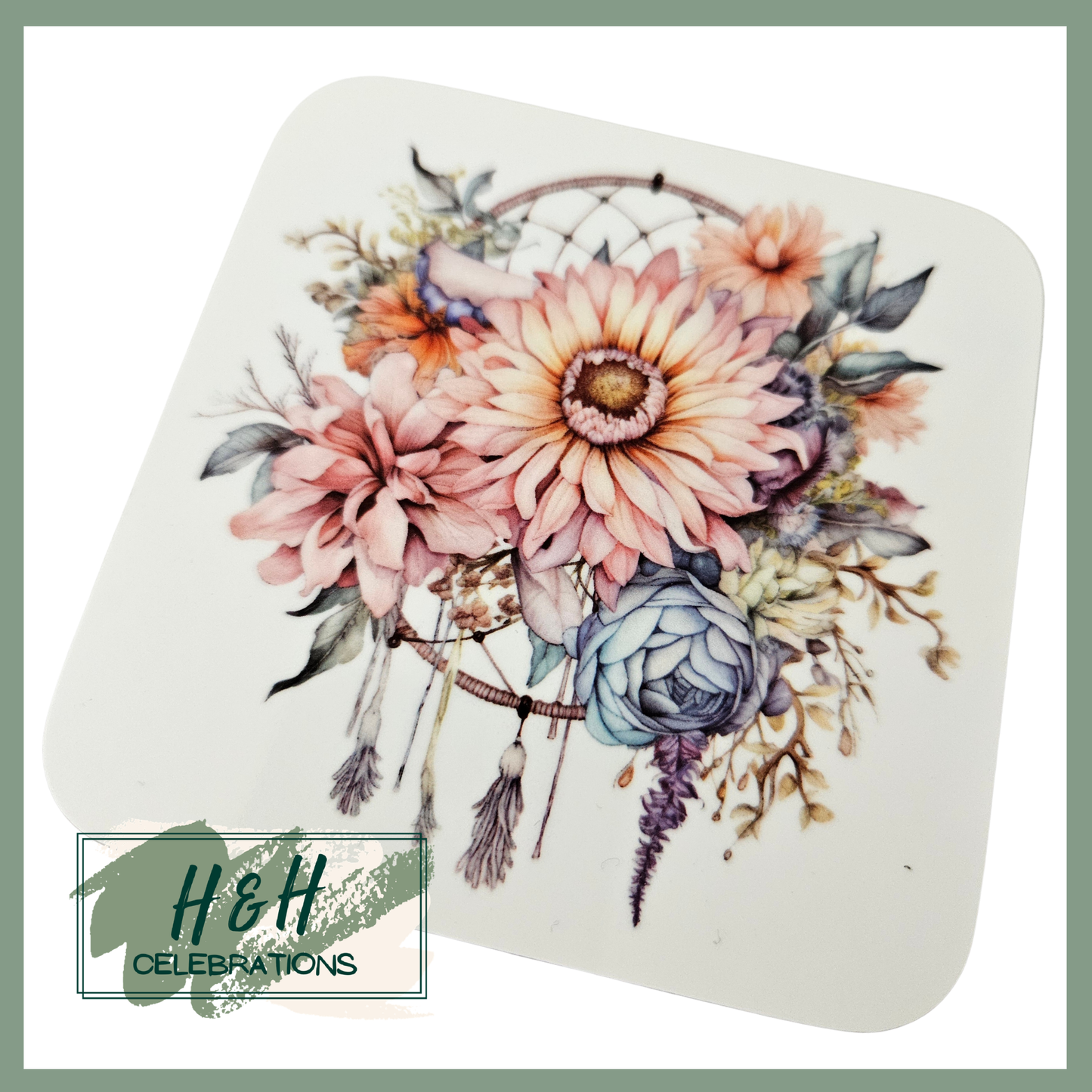 Floral Dreamcatcher MDF Coaster - Design 1