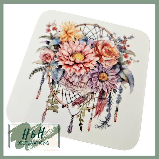 Floral Dreamcatcher MDF Coaster - Design 3