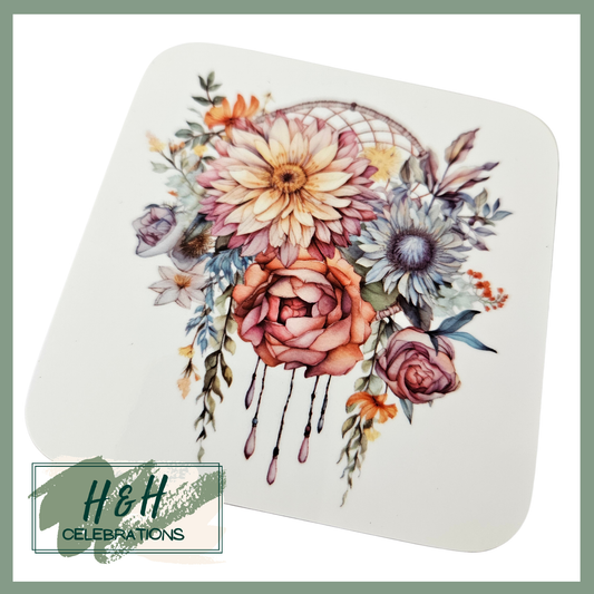 Floral Dreamcatcher MDF Coaster - Design 4