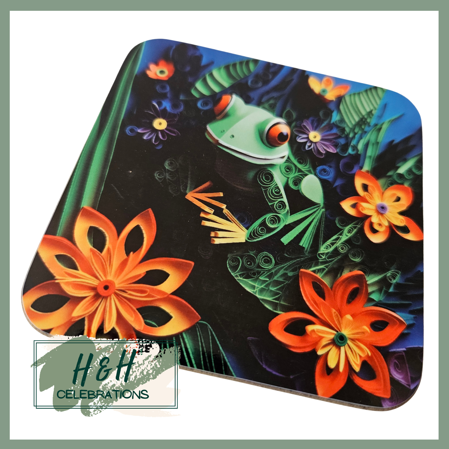 Paper Quill Frog MDF Coaster